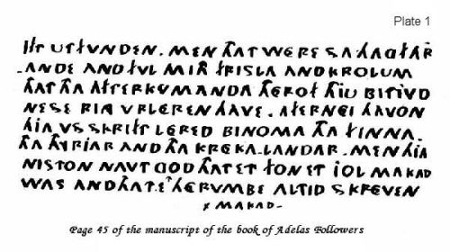 Plate 1: Page 45 of the manuscript of the book of Adela's Followers